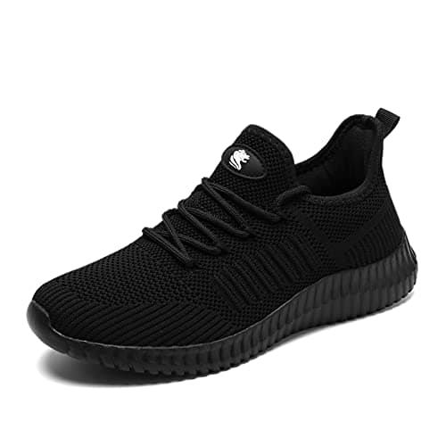 SK·TRIP Women's Walking Shoes Lightweight Breathable Flying Woven Mesh Upper Casual Jogging Shoes Ladies Tennis Shoes Workout Footwear Non-Slip Gym Sneakers for Women, Allblack, 5.5 UK