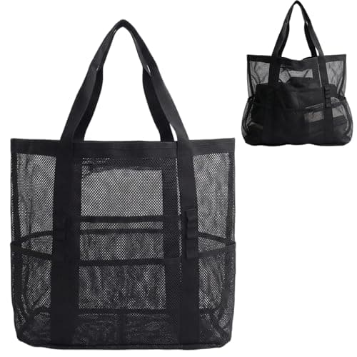 YFHUVB Mesh Beach Bag, Large Beach Bag, Lightweight Foldable Design for Beach Trips, Pool Visits, Family Outings and Travel Essentials, Durable Storage Solution for Adults