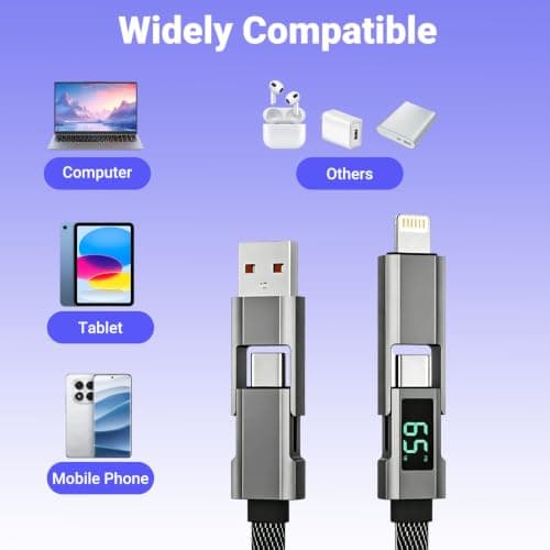 FzailproH 4-in-1 Digital Display Keychain Charging Cable, Fast Charge, 0.2M — view 4