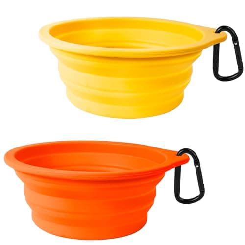 PetBonus 2-Pack Collapsible Dog Bowls, Portable Travel Dog Water Food Bowls