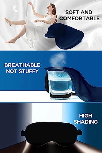 Aosun Silk Sleep Mask, 22-Momme 100% Pure Mulberry Silk Light-Blocking Eye Mask with Adjustable Strap, Hypoallergenic, Gifts for Women and Men (Blue) — view 5