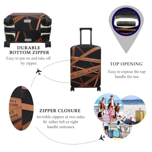 Explore Land Travel Luggage Cover Air Approve Suitcase Protector Fits 18-32 Inches Case, Gold Fragile, XL, Gold Fragile — view 3