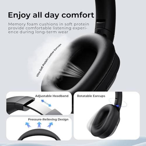 havit Active Noise Cancelling Headphones, Wireless Over Ear Bluetooth Headphones with 60ms Low Latency Game Mode, 50H Playtime, Foldable Overhead Headphones with Deep Bass, Bluetooth 5.4, App Control — view 4