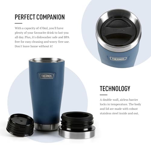 Thermos Icon Solent Navy Travel Coffee Tumbler (470ml) 7h Hot | 22h Cold — view 4