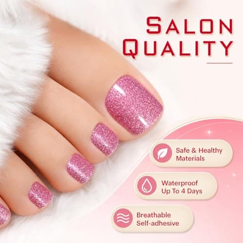 FrostyFlair Toenail Wraps for Pedicure & Nail Art, 5-Piece Set of Self-Adhesive Full Nail Wraps in Pink, Purple and Glitter, Red, Gold and Silver Toenail Stickers for DIY Manicure — view 3