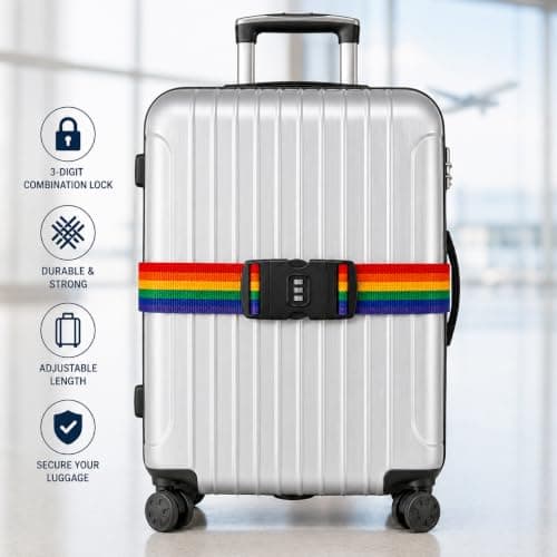Luggage Straps with Locks, 4 PCS Personalised Luggage Straps for Suitcases, Adjustable Lockable Colourful Suitcase Belt for Luggage — view 6