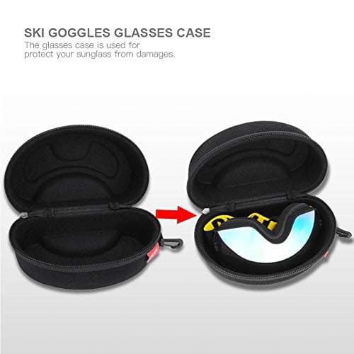 Hard EVA Ski Goggles Case, Protective Travel Carrying Box for Snowboard Goggles Sunglasses and Eyewear with Hook Zipper Closure — view 6