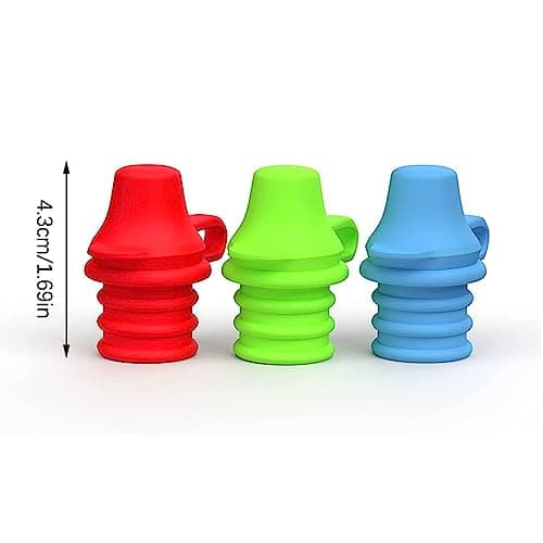 AUNMAS 4Pcs Sipping Spout, Silicone Bottle Top Spout Water Bottle Spout Bottle Top Sippy Spout Water Bottle Cap Adapter Replacement for Toddlers (Red, Blue, Green, Light Blue) — view 2
