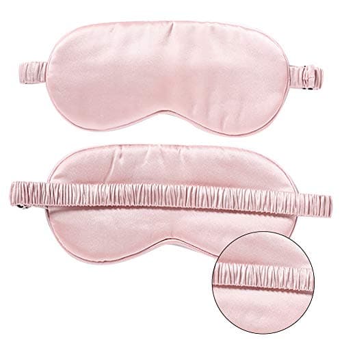 Pink Sleep Eye Mask Silk Sleep Mask Ultra Soft Blindfold Breathable Eye Cover Sleeping Mask Eyeshade with Elastic Strap and Ear Plug for Men Women Kids Night Sleeping Travel Nap Mothers Day Presents — view 3