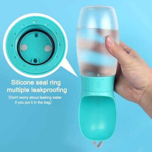 500ml Dog Water Bottle - Leak Proof Portable Pet Water Dispenser with Drinking Bowl Food Grade Dog Drinking Bottle for Outdoor Walking Hiking Travel - Blue — view 5