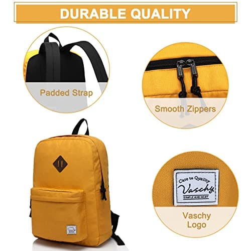 VASCHY Teenager School Backpack, Waterproof 20L for Institute/University, Laptop 15.6", Lightweight and Comfortable Unisex, Yellow Honey, One Size, Practice — view 4