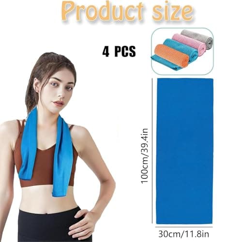 Moxychrony 4 Pcs Cooling Towels, Soft Breathable Cool Towels for Neck, Quick Dry Gym Towel, Ice Towels for Work Out Sports Travel, Orange/Light Blue/Rose Red/Light Grey — view 2