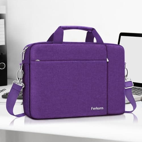 Ferkurn Laptop Bag Case for Women Men, Messenger Briefcase Computer Bag with Shoulder Compatible with Macbook Pro/Air, XPS Latitude, HP Pavilion, ASUS, Acer, Samsung, Purple, 15 15.6 16 Inch — view 2