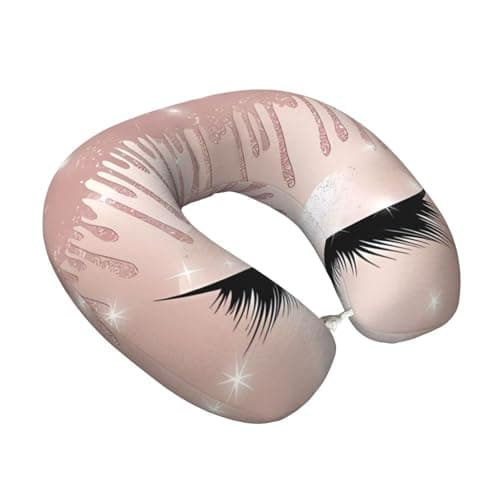 ZhRiYan Rose Gold Eyelashes Memory Foam Travel Pillow - U-Shaped Neck Support, Perfect for Cars, Home Office, and Leisure Activities. — view 2