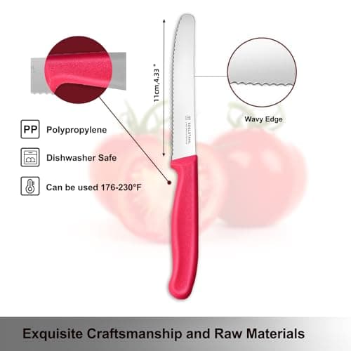targzier Tomato Knife,Set of 2,Serrated Kitchen Knives&Fruit Knives,Pink — view 3