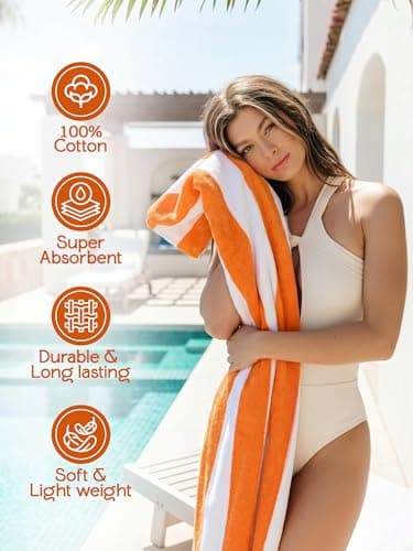 Utopia Towels Cabana Beach Towels 76x152cm, 4 Pack, Cotton, Striped — view 3