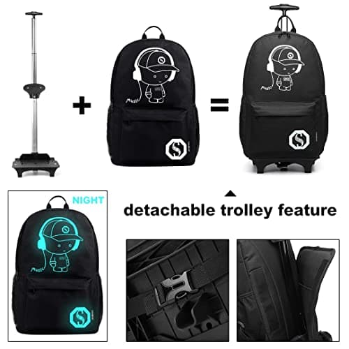 Kono Trolley Backpack with Rolling Wheels(Grey) — view 2