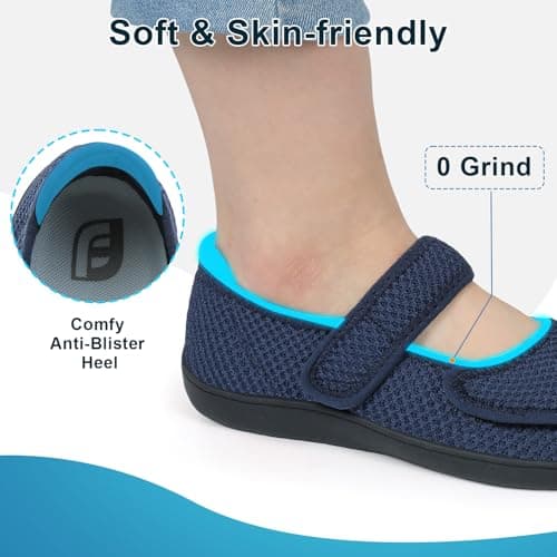 JOINFREE Womens Extra Wide Fit Walking Shoes Mary Jane Navy Blue — view 4