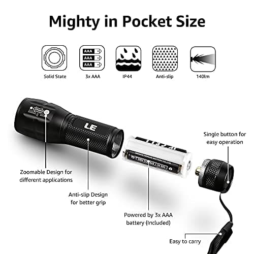Lighting EVER LE LED Torch Battery Powered,Small Camping Flashlight,2 Packs — view 5