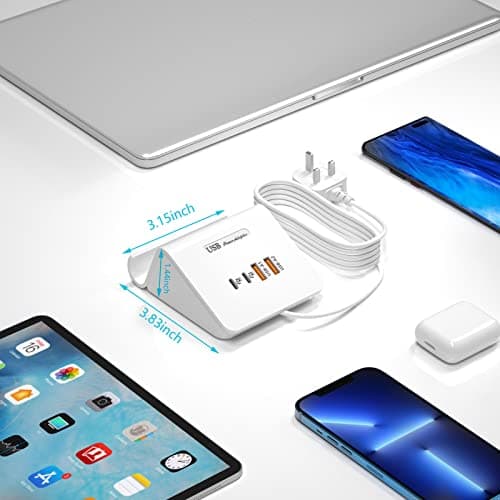 Qurzou USB C Charging Station 45W PD Fast Charger Plug,Multi USB Wall Charger for iPhone,iPad,Samsung,Huawei,AirPods,Pixel, iWatch, Redmi etc (white) — view 6