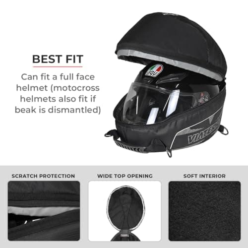 ViaTerra Full Face Motorcycle Helmet Bag (Black) — view 3