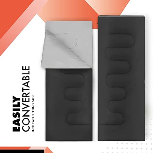 azark Premium Double Sleeping Bag, 350GSM, Lightweight and Waterproof, 4 Seasons of Camping, Hiking and Outdoors, Sleeping bag for Adults & Kids (Black) — view 4