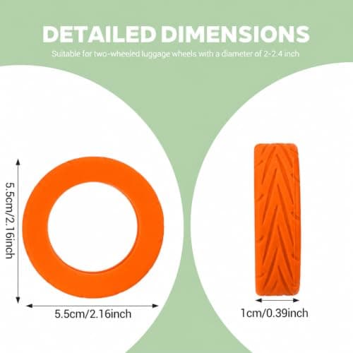 Wanmu 8 Pcs Luggage Wheels Covers, Anti-Noise Silicone Wheel Protective Covers for 2-2.4'' Spinner Wheel, Wear-Resistant Travel Carry On Luggage Suitcases Wheels Protector (Orange) — view 2