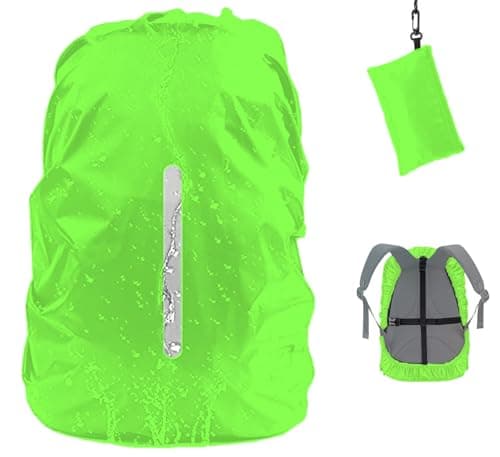 GUKOY Waterproof Rain Cover with Reflective Strap for Backpack, 2 Adjustable Anti Slip Cross Buckle Strap, Rainproof Snowproof Dustproof Anti-Frost Covers (Green, M for 26-40L backpack)