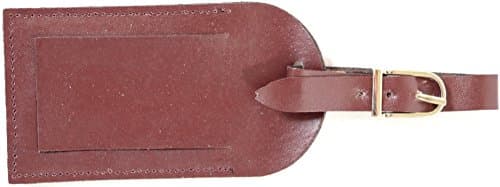 Genuine Leather Luggage ID Tag (Black, Red, Pink, Brown, Turquoise, Lilac) (Burgundy)