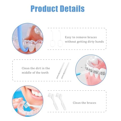3 Pack Retainer Case Magnetic Aligner Case Compatible with Invisalign Mouth Guard Cases with 2 Removal Tools & 4 Brush Portable Slim Travel Cute Orthodontic Retainer Box (Black+Pink+Blue) — view 4