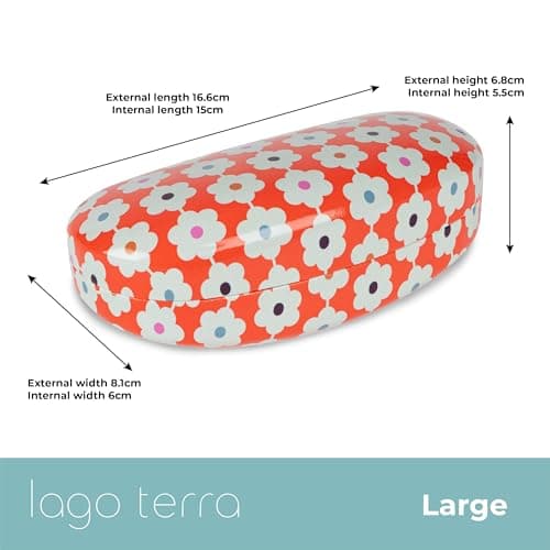 LAGO TERRA Retro Floral Print Hard Shell Sunglasses Case - Daisy Chain Orange (Large) — view 6