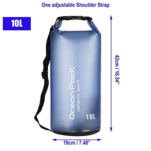 Baikeen Clear Waterproof Dry Bag,Roll Top 10L/20L Floating Waterproof Dry Bags Backpack for Kayaking Swimming Boating Camping — view 2