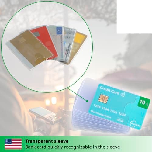 fouraces Credit Card Sleeves Clear - 10 Pack - Sturdy Transparent Plastic Sleeve - Protector, Debit Card Holder, for Bank Cards — view 4
