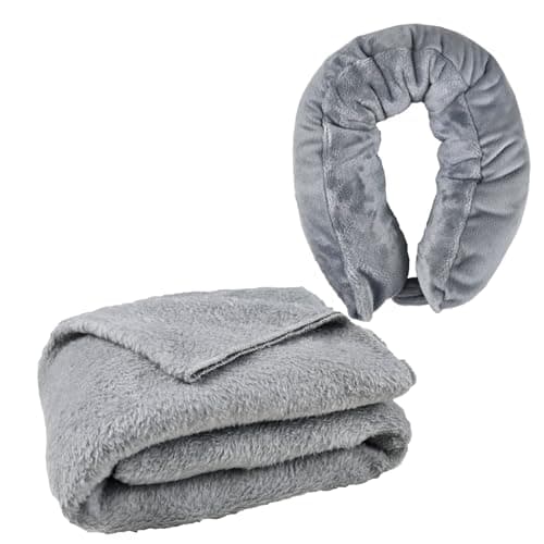 Travel Pillow/Blanket 2-in-1,Portable Blanket Neck Pillow for Airplane Gray