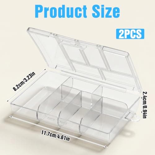 Matwsec 2 Pcs Small Plastic Box with Dividers, Jewellery Grid Storage Box — view 2