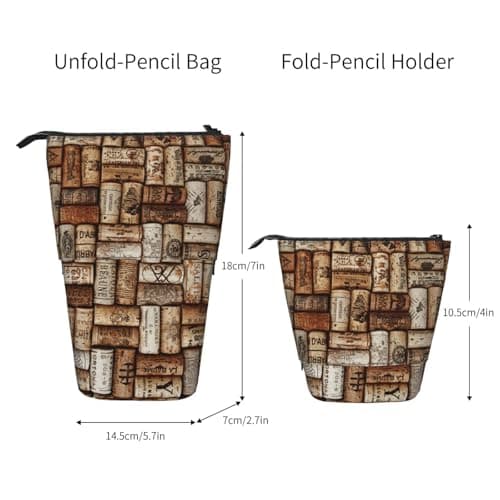 Longzehao Wine cork Print Telescopic Pencil Bag Pen Holder Pop Up Storage Case,Standing Portable pen Case — view 4