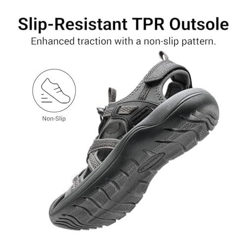 DREAM PAIRS Women Lightweight Hiking Sandals,Size 9,Black/Dark Grey — view 5