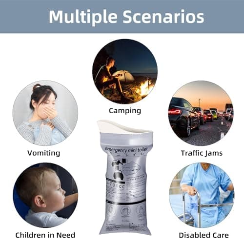 700ml Disposable Travel Toilet Bag – No-Spill with Solidifier Gel for Cars Vans HGV & Camping – Unisex Leak-Proof Emergency Relief Bag for Adults & Children – 12-Pack — view 3