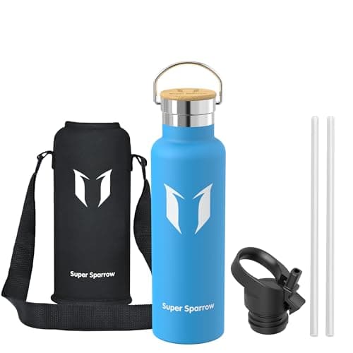 Super Sparrow Stainless Steel Water Bottle -620ml- Vacuum Insulated Metal Water Bottle - Standard Mouth Flask - BPA Free - Ideal Straw Water Bottle for Work, Gym, Travel, Sports — view 2