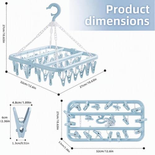 Sock Hangers For Drying with 32Clips,Collapsible 360°Rotating Sock Hanger — view 4