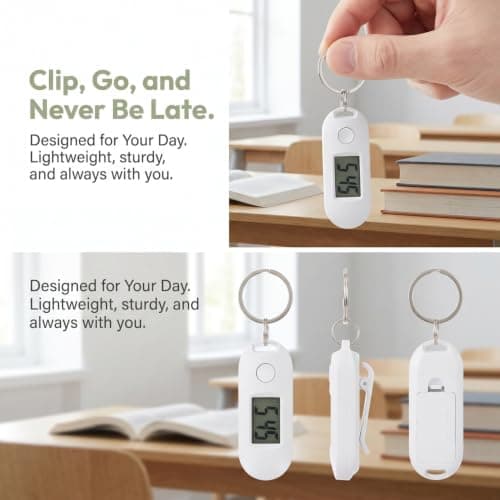 TOYANDONA Keychain Digital Watch Silent Led Keyring Watch Mini Digital Pocket for Students Lanyard for Backpack and Everyday Carry 1 X Keychain Pocket — view 6