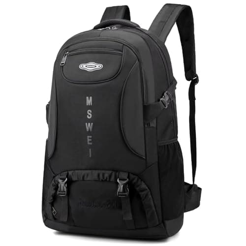 Ezmina 65L/85L Hiking Backpack Large Rucksack for Men and Women Black Camping Backpack Waterproof Hiking Daypack Trekking Bag for Travelling Touring Climbing Outdoor Sport