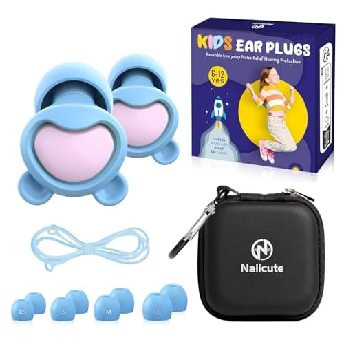 Naiicute Kids Ear Plugs 6+yrs, Reusable Noise Canceling Ear Protection 26dB