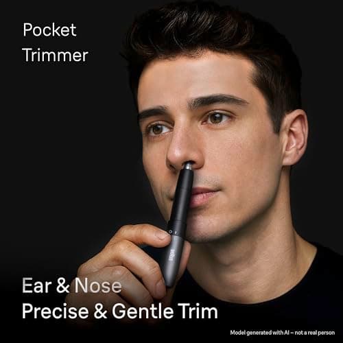 Braun Ear & Nose Trimmer, Pocket Size, Dual Blades, SkinGentle Technology, Washable Blades, Compact & Easy On The Go, AAA Battery Included, EN21, Grey — view 2