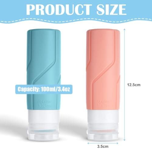 OSDUE Silicone Travel Bottle, 4 Pack 100ml Squeezy Travel Bottles Leak Proof Refillable Squeezable Containers Pots for Lotion Liquid Shampoos Soap and Toiletries — view 2