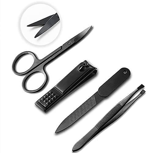 YIUIRUOI Professional Stainless Steel Manicure Pedicure Set - Set of 4 Nail Clipper Tools in Portable Leather Case for Home and Travel. — view 5