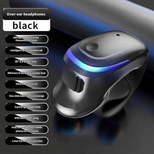 Single Ear Headphones 5.4 Lightweight Noise Cancelling Ear Clip Headphones Sport IPX3 Waterproof Black 5.4 Single Earbud 6H Playtime Quick Charge Lightweight Earphones 5 g Ergonomic for Running (Black — view 2