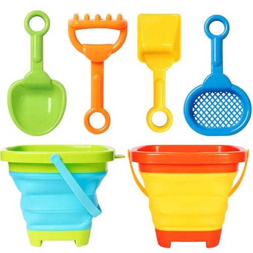 Collapsible Beach Toys,Foldable Sand Bucket and Spade Beach Set For Kids