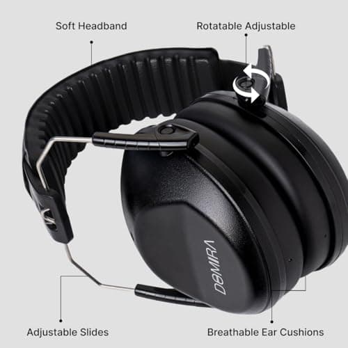 DOMIRA Kids Ear Defenders SNR 26 – Noise Cancelling Ear Muffs for Children, Hearing Protection for School, Travel & Shooting – Lightweight Adjustable Headphones (Black) — view 3