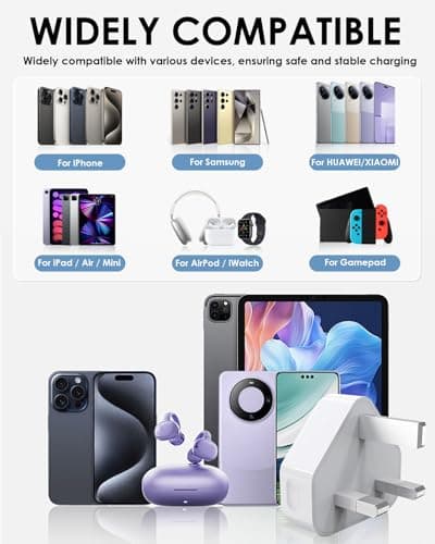 Pack of 3 Dual Port USB Plug UK Charger Compact Dual Port Mains Adapter 5V/2.1A Multi USB Fast Wall Charging with Smart IC Technology for iPhone 15 14 13 12 11 XS XR X 8 7 6, iPad, Samsung, Huawei etc — view 5
